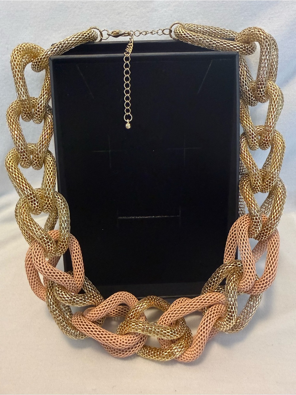 EUC Gold and Blush Chain-Link Chunky Statement Necklace